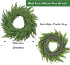 26" Cedar Pine Wreath Realistic Christmas Wreath for Front Door Walls Windows Porches Indoor Outdoor Christmas Xmas Decorations Home Decor