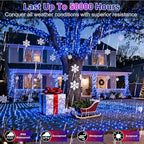 750 LED 256FT Christmas String Lights Outdoor, Christmas Light with 8 Lighting Modes& Timer & Memory, Plug in Outdoor Waterproof Clear Wire Twinkle Light for for Xmas Yard Tree Party Decor Blue