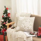 AFIRMLY 18x18,Cotton Christmas Blessing Throw Pillow Cover for Bed Sofa Cushion Car Snowflake Embroideried Pillowcases,1pair Grey