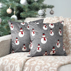 PAVILIA Holiday Velvet Fleece Throw Pillow Covers 20x20 Set of 2, Soft Decorative Cushion Covers for Couch Sofa Bed, Christmas Winter Square Accent Pillow Cases with Hidden Zipper, Snowman Gray