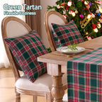Green Tartan Plaid Christmas Decorative Throw Pillow Covers 18x18 Set of 2, Green Farmhouse Christmas Decor Buffalo Plaid Pillows for Couch & Living Room, Traditional Country Xmas Decorations