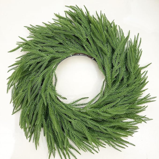 Christmas Wreaths for Front Door 36 Inch Large Norfolk Pine Wreath for All Seasons Artificial Green Wreath Holiday Decoration for Indoor Outdoor Home Decor