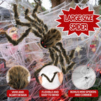 Halloween Spider Web Lights Giant Spider, 16.4Ft 450 LED Lighted Spider Web with with 8 Lighting Modes Waterproof & Timer for Indoor Outdoor House Haunted Yard Decor,Purple&Orange