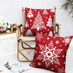 Kwlegh Red Christmas Pillow Covers 18x18 Winter Xmas Tree with Snowflakes Decorative Pillow Covers Set of 2 Holiday Cushion Case for Christmas Decorations Living Room Outdoor