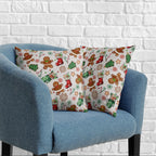 Kwlegh Christmas Pillow Covers 18x18 Set of 2 Gingerbread Man Throw Pillow Covers Xmas Tree Socks Gloves Snowflakes Pillow Case for Holiday Decor Couch Sofa
