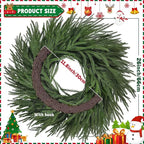 26 inch Norfolk Pine Wreath,Christmas Wreaths for Front Door,Artificial Real Touch Wreath for Door Wall Windows Mantle Outdoor Christmas Decoration