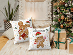 ROXMART Winter Christmas Gingerbread Pillow Covers 18x18 Set of 2, Gingerbread Christmas Decor, Holiday Winter Xmas Ginger Bread Decorative Pillow Covers for Couch Sofa Bedroom Living Room Home
