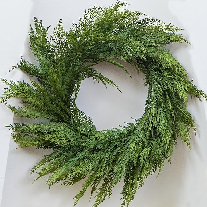26" Cedar Pine Wreath Realistic Christmas Wreath for Front Door Walls Windows Porches Indoor Outdoor Christmas Xmas Decorations Home Decor