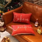 DFXSZ Christmas Throw Pillow Covers 12x20 Inch Set of 2 Merry Christmas Farmhouse Decorations Believe Holiday Decor Throw Cushion Case for Home Couch