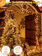 Christmas String Lights 600LED 98FT, Waterproof String Lights with Remote and Timer, 8 Modes Dimmable Christmas Lights for Indoor Outdoor Wedding Party Holiday Decorations (Warm White)