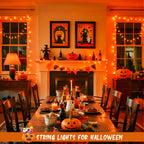 JMEXSUSS 4 Pack 50 LED Battery Operated String Lights Orange, Each 16.5ft Halloween String Lights with Timer, 8 Modes Orange Halloween Light Indoor Outdoor for Garland Party Fall Decoration