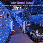 350LED Christmas Lights Indoor Outdoor, 90ft 12 Modes Blue LED String Lights with Timer Dimmable, Waterproof Christmas Tree Lights for Xmas Patio Yard Fence Balcony Bedroom Garden Party Decor Blue