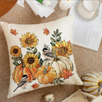 Tikeciti Fall Sunflower Pillow Covers Orange Pumpkin 18 x 18 Inch Throw Pillows, Thanksgiving Hello Autumn Floral Seasonal Decorative Farmhouse Cushion Case for Sofa Couch Set of 4