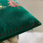 KINDREX Christmas Tree Throw Pillow Covers 18x18 Set of 2 Winter Holiday Decorative Emerald Green Embroidered Luxurious Soft Velvet Accent Pillowcase for Sofa Couch Bed Living Room Home Decor