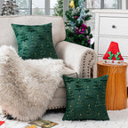 ZSkogur Christmas Throw Pillow Covers 18x18 Set of 2, Christmas Tree Decoration Cushion Covers Soft Faux Fur Pillow Cases for Sofa Couch Bed Winter Holiday Festivals Home Decor, Green(Star)