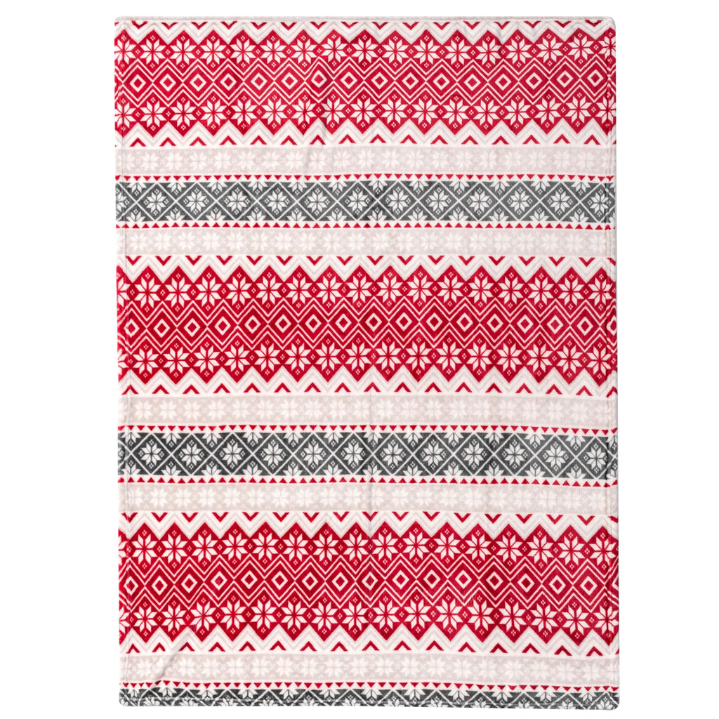 PAVILIA Christmas Throw Blanket | Holiday Christmas Red Fleece Blanket | Soft, Plush, Warm Winter Cabin Throw, 50x60 (Red Snowflakes)