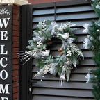 Winter Wreaths for Front Door Outside- 24 Inch Outdoor Christmas Wreath with White Owl,Pine Cones,Cedar and White Berries,Artificial Snowy Winter Decorations for Home Farmhouse Door Decor