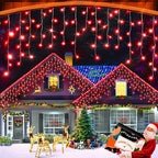 XURISEN 132ft Christmas Lights Decorations Outdoor, 1280 LED 8 Modes Fairy Lights with 240 Drops,Plug in Waterproof Timer Memory Function for Christmas Holiday Wedding Party Decor(Red)