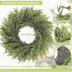 26 inch Norfolk Pine Wreath, Realistic Christmas Wreath for Front Door,Artificial Real Touch Green Wreath Greenery for Door Wall Windows Mantle Outdoor Christmas Decoration
