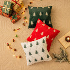 AQOTHES Christmas Tree Embroidered White Throw Pillows Cover 18x18 Inch, Set of 2 Packs Winter Soft Fluffy Decorative Throw Pillows Covers Decor for Home Sofa Couch Bed Room