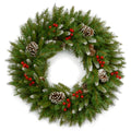 National Tree Company 24 in Unlit Frosted Berry Artificial Christmas Wreath, Christmas Decoration with 180 Tips, Pinecones, Green