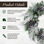 Fraser Hill Farm 24" Christmas Snow Flocked Wreath Door Hanging with Oversized Pinecones, Festive Christmas Holiday Decorations