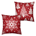Kwlegh Red Christmas Pillow Covers 18x18 Winter Xmas Tree with Snowflakes Decorative Pillow Covers Set of 2 Holiday Cushion Case for Christmas Decorations Living Room Outdoor