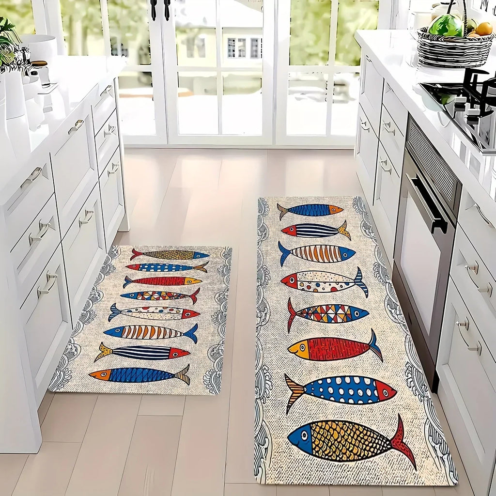 VIKANA Creative Floor Mat Fish School Carpet Kitchen Rug Long Carpet Soft Rug For Bedroom Door Mat Living Room Carpet Home Decor