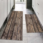 VIKAMA Wood Striped Carpet Kitchen Rug Thin Door Mat Long Floor Mat Laundry Room Carpet Living Room Carpet Rug For Bedroom Home