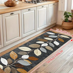 VIKAMA Leaf Pattern Gradient Grey Kitchen Rug Doormat Welcome Mat Runner Rug Winter Rug For Bedroom Warm Carpet For Live Room