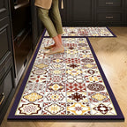 VIKAMA 1/2PCS Kitchen Oil-Resistant Floor Mat, Bathroom Absorbent Quick-Drying Carpet, Anti-Slip Doormat For Home Decoration
