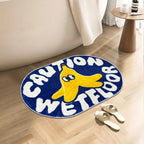 VIKAMA Cute Blue Bathroom Absorbent Mats Caution Wet Floor Doormats Rug For Bedroom Living Room Carpet Decorative Carpet
