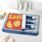 VIKAMA Cartoon Sardine Floor Mat, Soft and Non-slip, Kitchen and Bathroom Mat, Sofa and Bedroom Carpet, Home Decoration