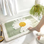 VIKAMA | Fresh Floral Imitation Cashmere Rug - Non-Slip, Absorbent Bathroom Mat/Living Room Doormat/Multi-Purpose Foot Mat