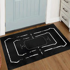 Fender Logo Carpet - Black White Guitar Rug Music Room Decor Doormat for Musician Home Studio Entryway Mat Easy To Clean Fashion