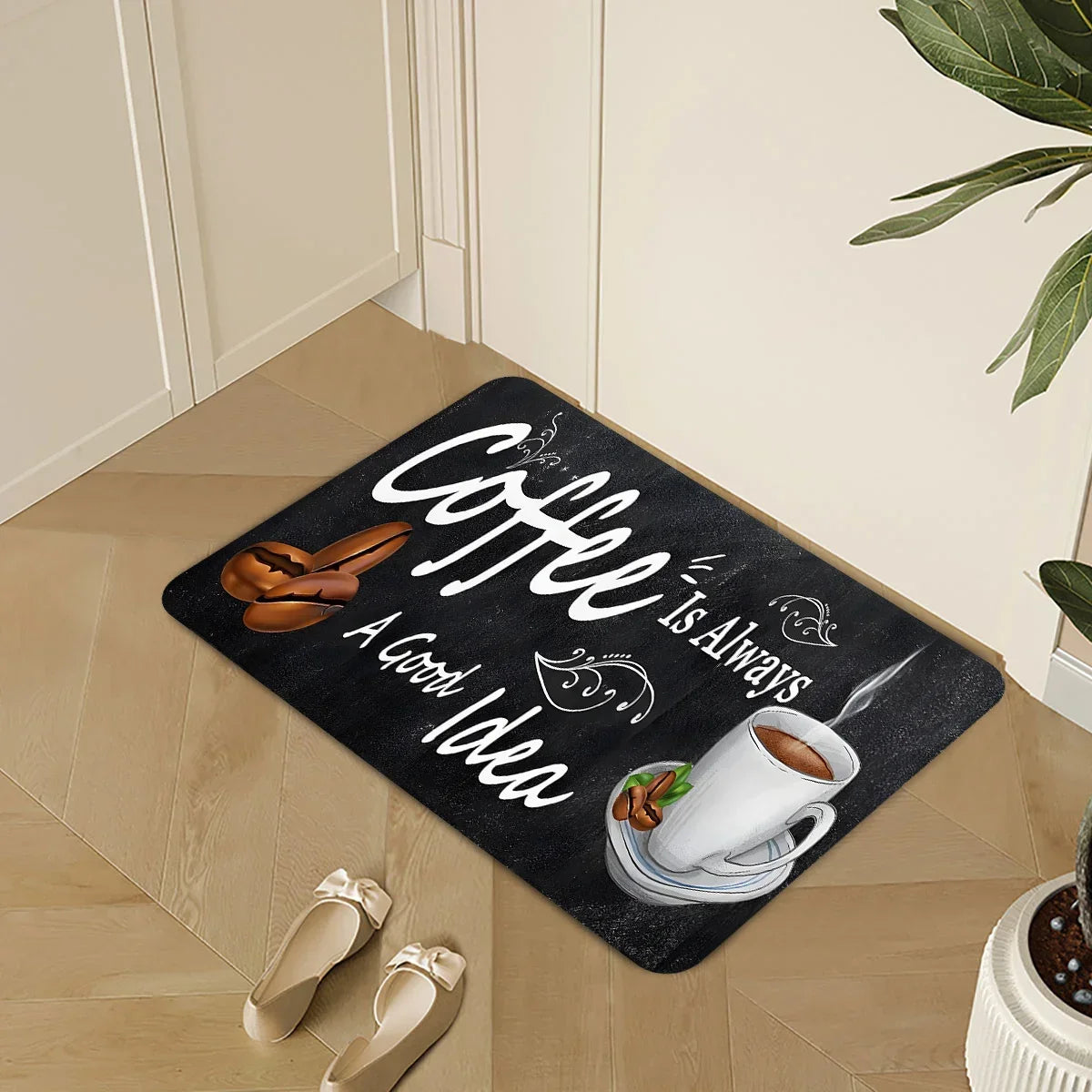 Coffee Time Quote Carpet Mat Rug Kitchen Floor Runner Home Decoration Living Room Dining Room Entrance Indoor Non Slip Design