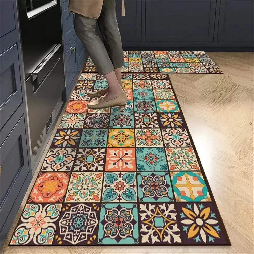 VIKAMA 1/2pcs Kitchen Floor Mat, Anti-Slip And Easy To Maintain, Home Decoration, Entrance Porch Carpet, Living Room Floor Mat
