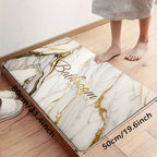 VIKAMA White Sand Gold Marble Pattern Bathroom Mat, Non-Slip Bath Mat for Bathrooms, Showers, and Kitchen Door Mats
