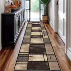 VIKAMA Simple Check Pattern Floor Mat For Kitchen, Corridor, Long Floor Pad, Anti-Slip And Easy To Clean Home Decoration