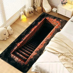3D Optical Illusions Stone Staircase Pond Runner Rug Funny Hole Home Decor Floormat Non-Slip Soft Carpet for Hallway Living Room