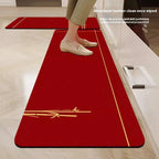 VIKAMA Diatomaceous Earth Kitchen Floor Mats New Chinese Non-slip Dirt-resistant Cuttable Carpet Red Entrance Bathroom Mat