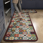VIKAMA 1/2PCS Kitchen Oil-Resistant Floor Mat, Bathroom Absorbent Quick-Drying Carpet, Anti-Slip Doormat For Home Decoration