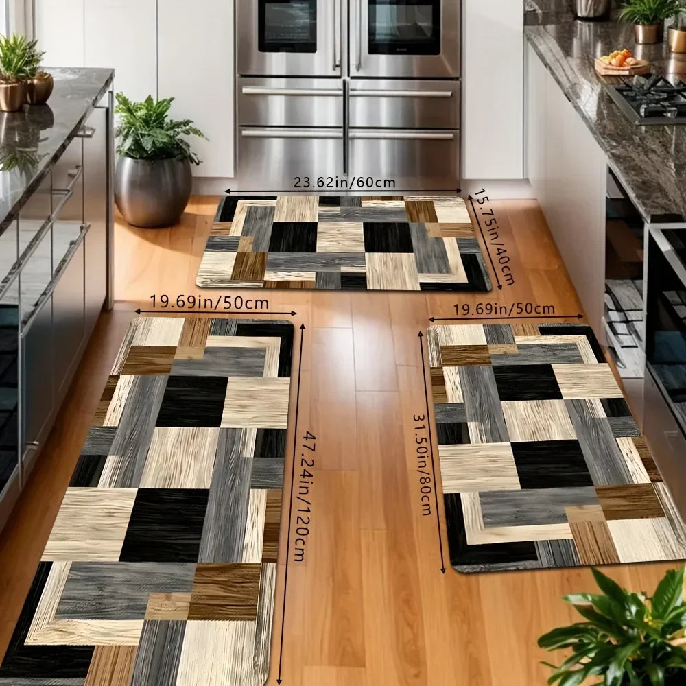 VIKAMA Geometric Patchwork Floor Mat Kitchen Rug Soft Door Mat Welcome Mat Living Room Carpet Rug For Bedroom Home Decoration