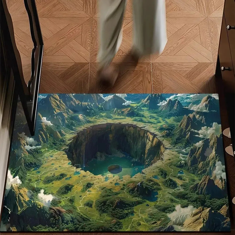 3D Optical Illusion Waterfall Door Mat Nature Landscape Entrance Welcome Rug Non-slip Water Absorbent Home Decor Carpet