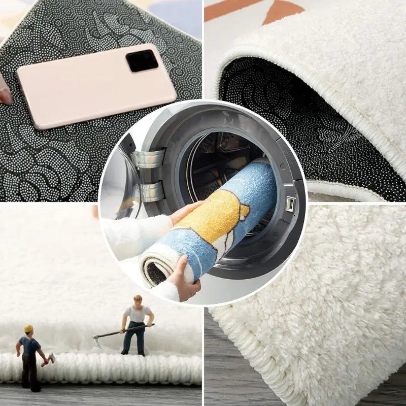 VIKAMA Floral Faux Cashmere Carpet, Living Room Entrance Foyer Door Mat, Bedroom Decoration, Home Bathroom Floor Mat